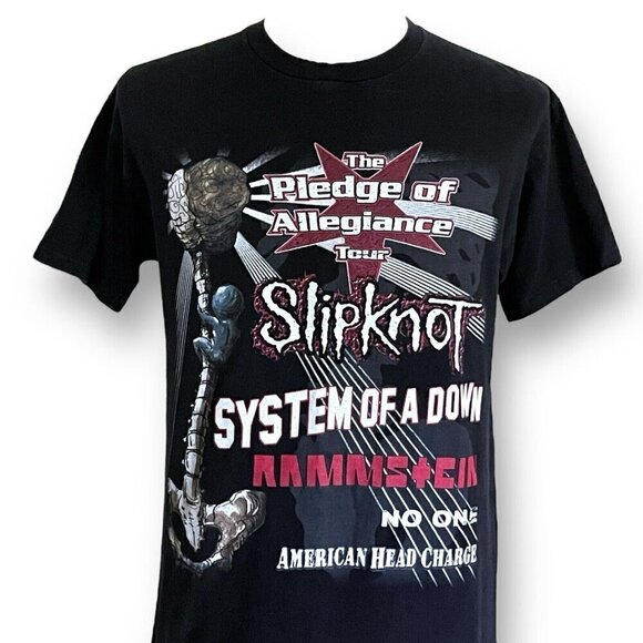 Vintage Slipknot Mens 2001 Tour T-Shirt Sz Large System Of A Down POA Rammstein - Picture 2 of 13